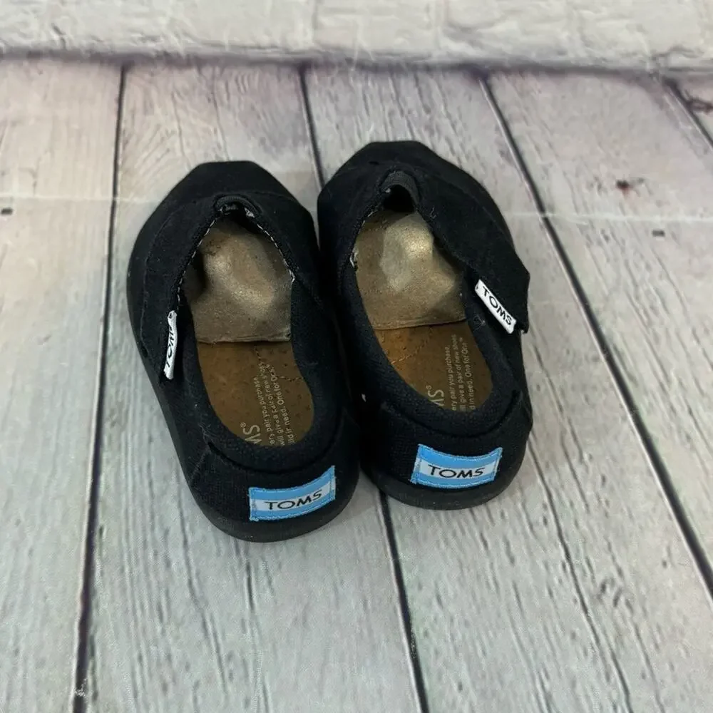 TOMS Black Canvas Baby Shoes